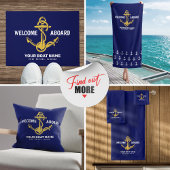 Welcome Aboard 航海の Navy Blue & Boat Name バスタオルセット