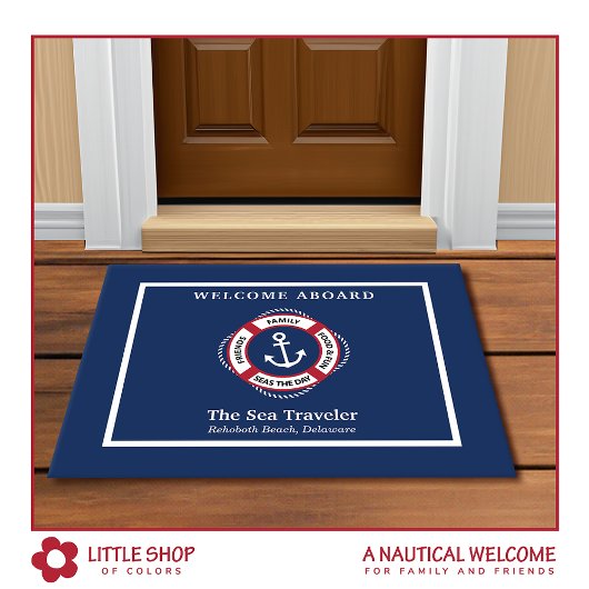 Welcome Aboard Aboard 航海の Life Preserverいかり ドアマット
