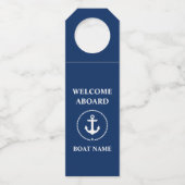 Welcome Aboard Boat Name Navy Blue ボトルネックタグ (正面)