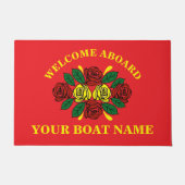 Welcome Aboard Custom Boat Name Red ドアマット (正面)