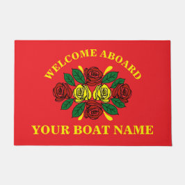 Welcome Aboard Custom Boat Name Red ドアマット