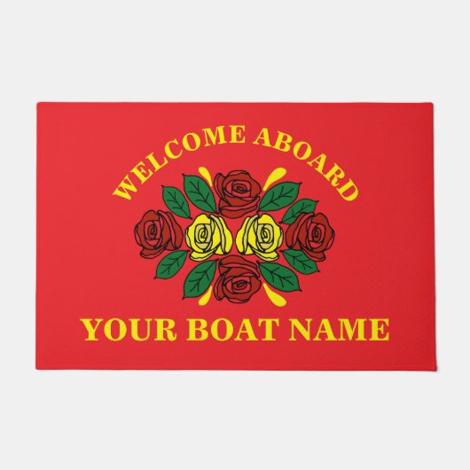Welcome Aboard Custom Boat Name Red ドアマット (正面)