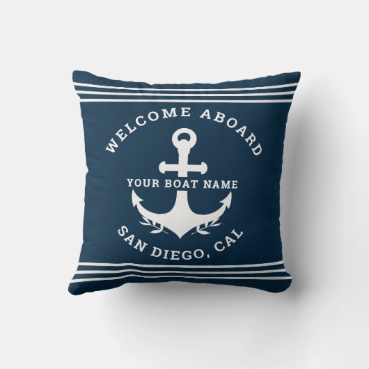 Welcome Aboard Nautica Blue クッション (裏面)
