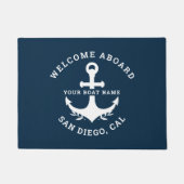 Welcome Aboard Nautica Blue ドアマット (正面)