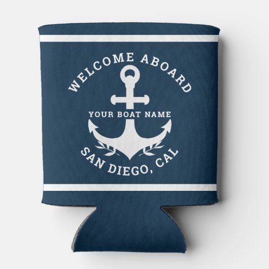 Welcome Aboard Nautica Blue 缶クーラー (裏面)