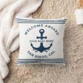 Welcome Aboard Nautica White クッション (ブランケット)