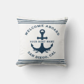 Welcome Aboard Nautica White クッション (正面)