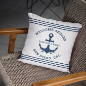 Welcome Aboard Nautica White クッション
