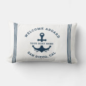 Welcome Aboard Nautica White ランバークッション (正面)