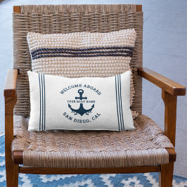 Welcome Aboard Nautica White ランバークッション