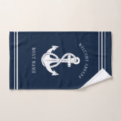 Welcome Aboard Nautical Anchor Boat Name ハンドタオル (ハンドタオル)