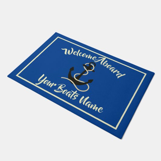 Welcome aboard nautical ships name anchor doormat ドアマット (アングル)