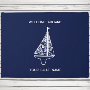 Welcome Aboard Sailing Boat名 ドアマット
