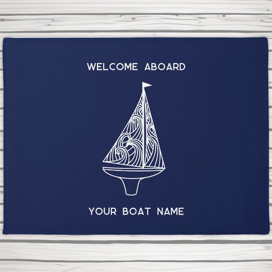 Welcome Aboard Sailing Boat名 ドアマット