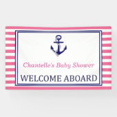 Welcome Aboard - Sign - Pink Navy Nautical 横断幕 (横)