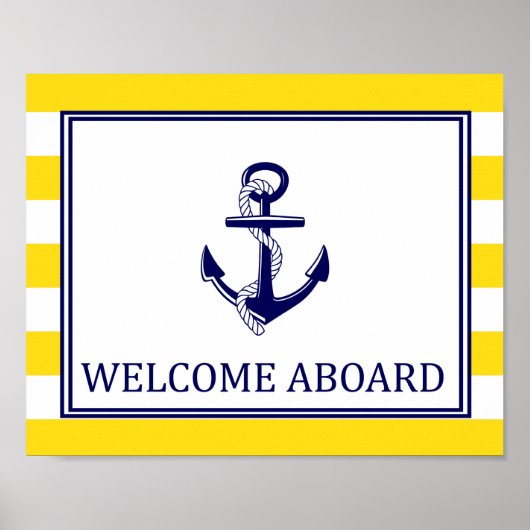 Welcome Aboard - Sign - Yellow 航海の Navy ポスター (正面)