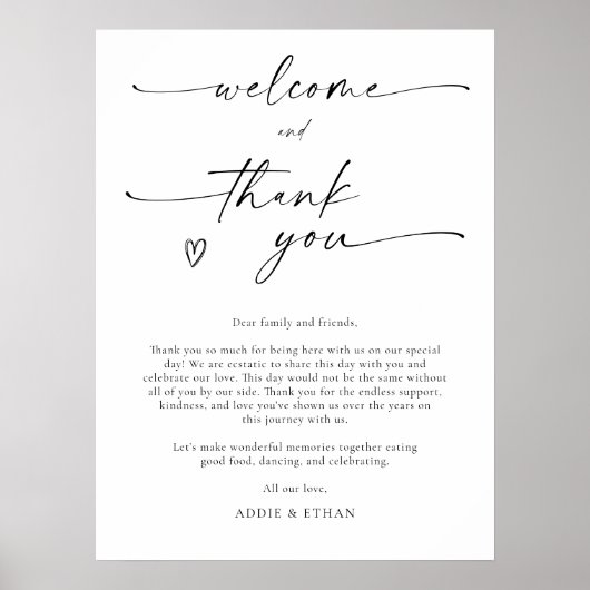 Welcome and Thank You Wedding Sign ポスター (正面)