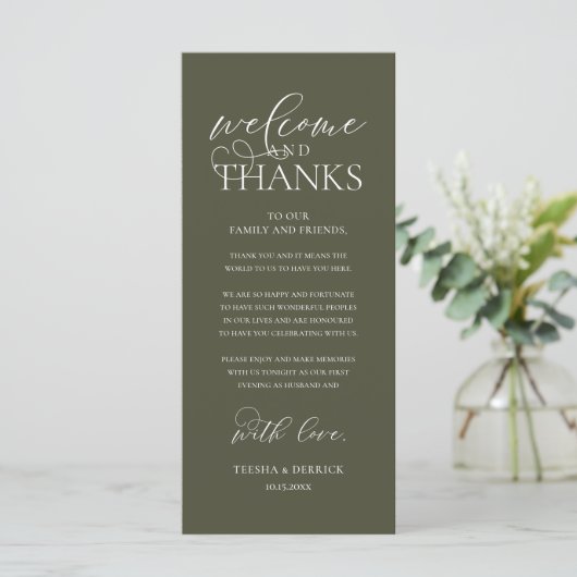 "Welcome and Thanks" Classy Reception Guest Card プログラム (スタンド正面)