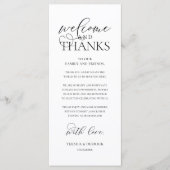 "Welcome and Thanks" Classy Reception Guest Card プログラム (正面)