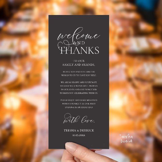 "Welcome and Thanks" Classy Reception Guest Card プログラム
