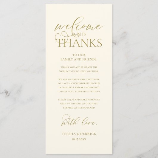 "Welcome and Thanks" Classy Reception Guest Card プログラム (正面)
