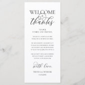"Welcome and Thanks" Elegant Reception Guest Card プログラム (正面)