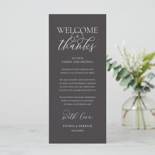 "Welcome and Thanks" Elegant Reception Guest Card プログラム (スタンド正面)