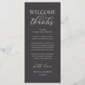 "Welcome and Thanks" Elegant Reception Guest Card プログラム (正面)