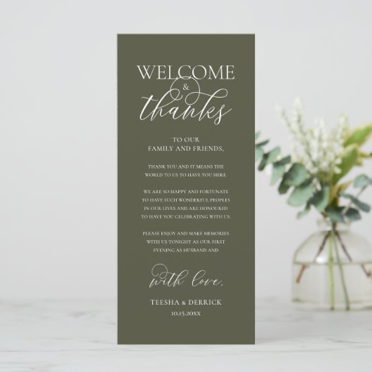 "Welcome and Thanks" Elegant Reception Guest Card プログラム (スタンド正面)