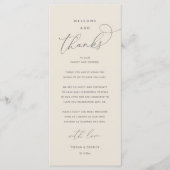 "Welcome and Thanks" Elegant Reception Guest Card プログラム (正面)