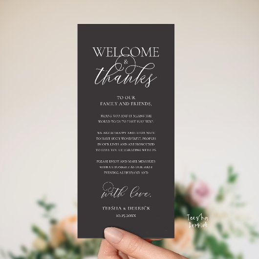 "Welcome and Thanks" Elegant Reception Guest Card プログラム
