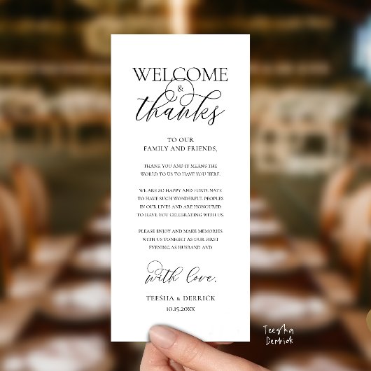"Welcome and Thanks" Elegant Reception Guest Card プログラム
