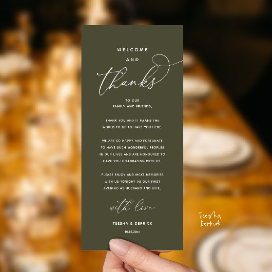 "Welcome and Thanks" Elegant Reception Guest Card プログラム