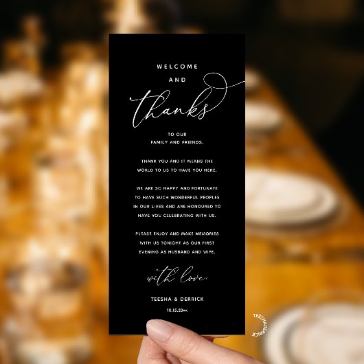 "Welcome and Thanks" Elegant Reception Guest Card プログラム