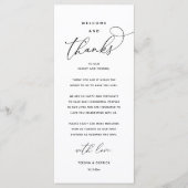 "Welcome and Thanks" Elegant Reception Guest Card プログラム (正面)