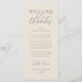 "Welcome and Thanks" Elegant Reception Guest Card プログラム (正面)