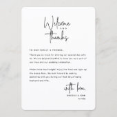 Welcome and Thanks, Place Setting Thank You Card プログラム (正面)