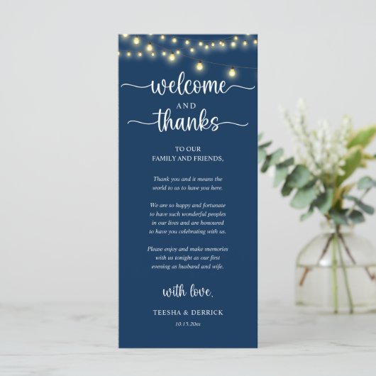 "Welcome and Thanks" Rustic Reception Guest Card プログラム (スタンド正面)
