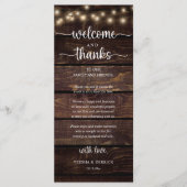 "Welcome and Thanks" Rustic Reception Guest Card プログラム (正面)