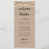 "Welcome and Thanks" Rustic Reception Guest Card プログラム (正面)