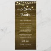 "Welcome and Thanks" Rustic Reception Guest Card プログラム (正面)