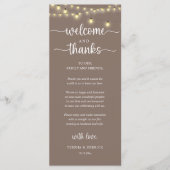 "Welcome and Thanks" Rustic Reception Guest Card プログラム (正面)