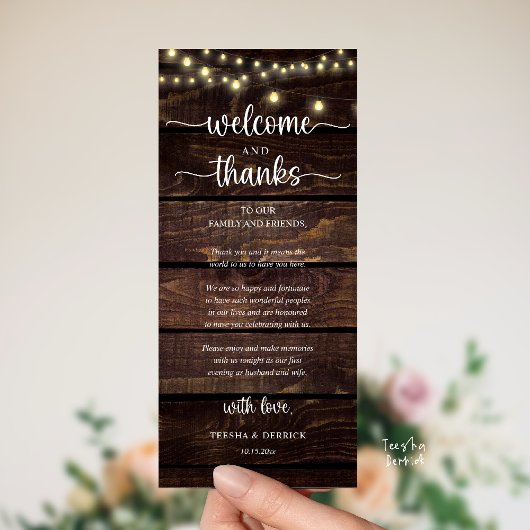 "Welcome and Thanks" Rustic Reception Guest Card プログラム