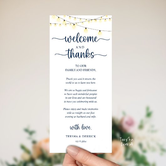 "Welcome and Thanks" Rustic Reception Guest Card プログラム