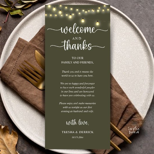 "Welcome and Thanks" Rustic Reception Guest Card プログラム