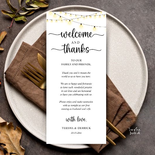 "Welcome and Thanks" Rustic Reception Guest Card プログラム