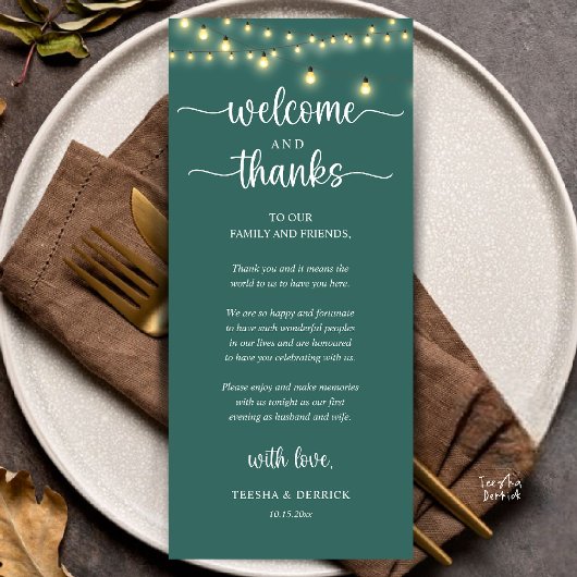 "Welcome and Thanks" Rustic Reception Guest Card プログラム