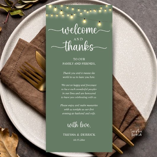 "Welcome and Thanks" Rustic Reception Guest Card プログラム