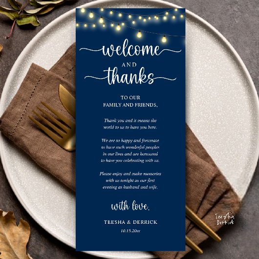 "Welcome and Thanks" Rustic Reception Guest Card プログラム