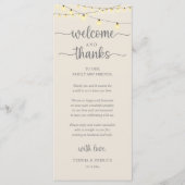 "Welcome and Thanks" Rustic Reception Guest Card プログラム (正面)